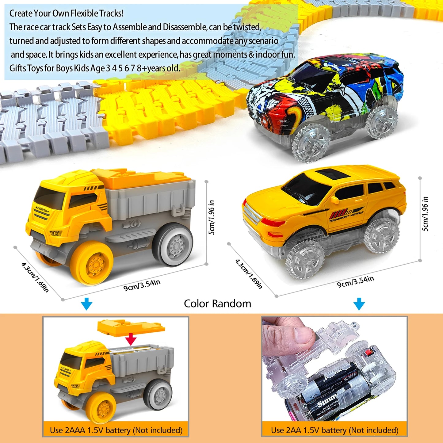 Children Electric Magical Flexible Track Toy Car Engineering Car Kids