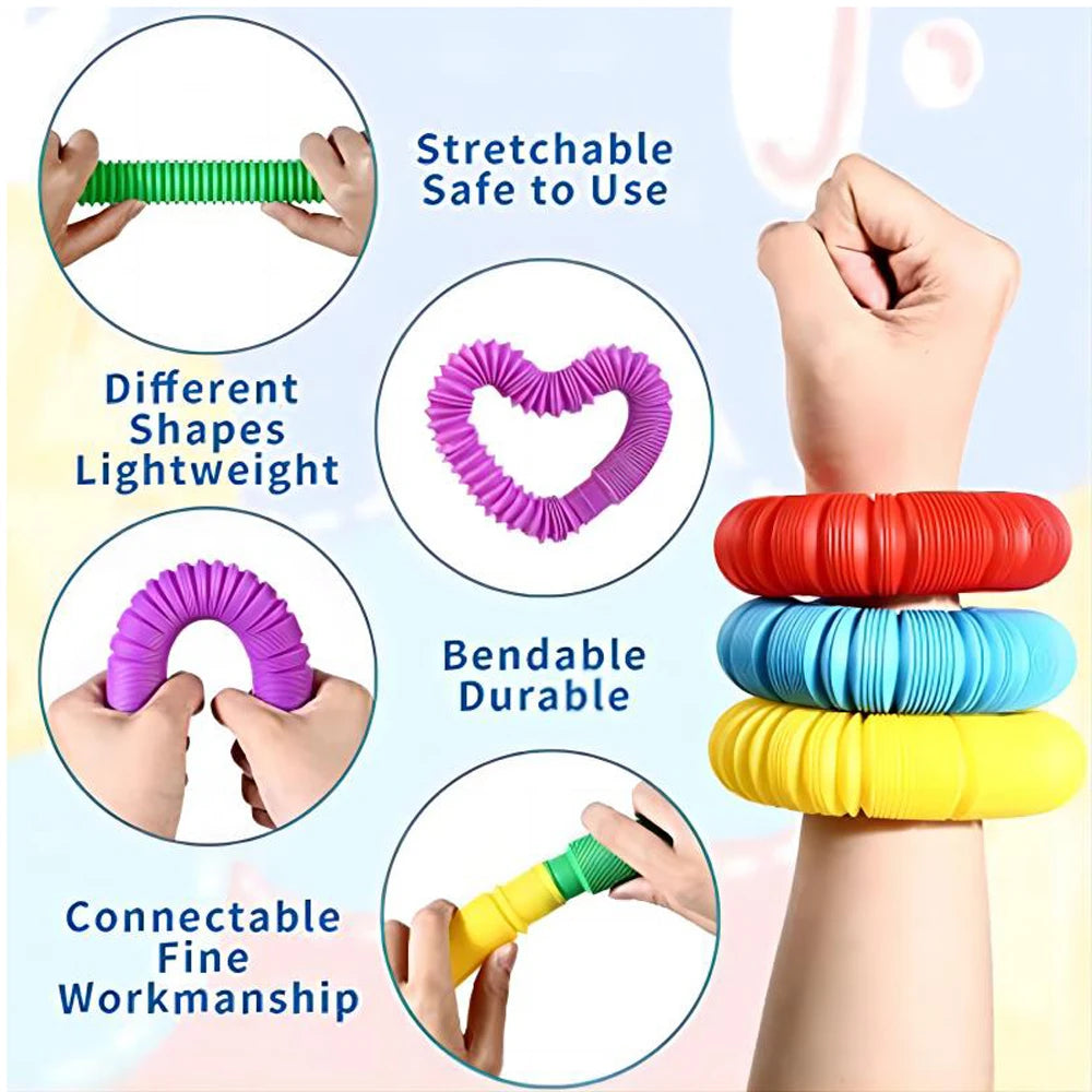 10-30PCS Colorful Telescopic Tubes Fidget Toys Plastic Sensory Pop