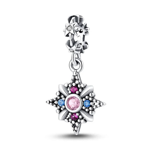 Classic Silver Plated Lotus Guardian Angel Heart-Shaped Zircon Charms