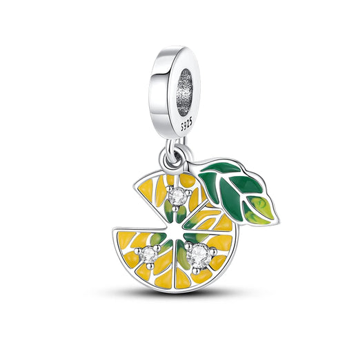 New 925 Silver Color Strawberry Cherry Fruit Series Charms Beads Fit