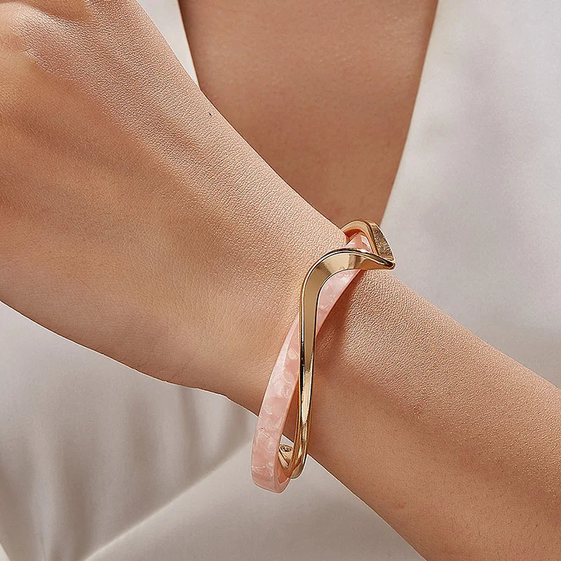 White Shellfish Bracelets Board Bend Metal Bangles Womens Hand