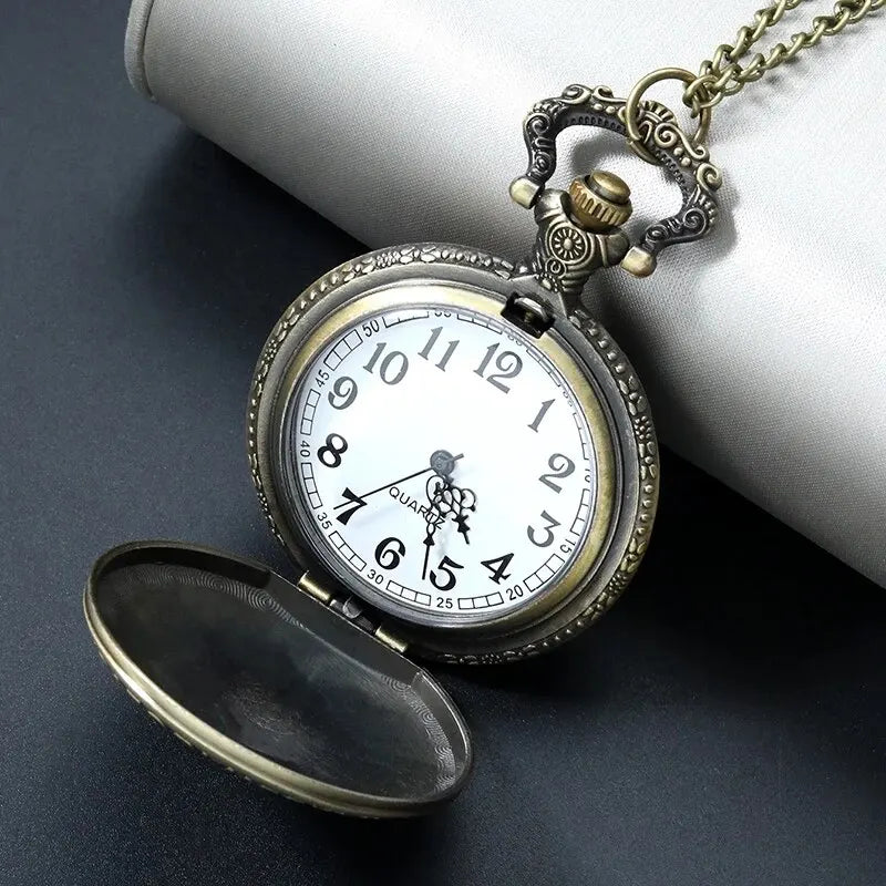 Retro Punk Pirate Captain Double Knife Quartz Pocket Watch with