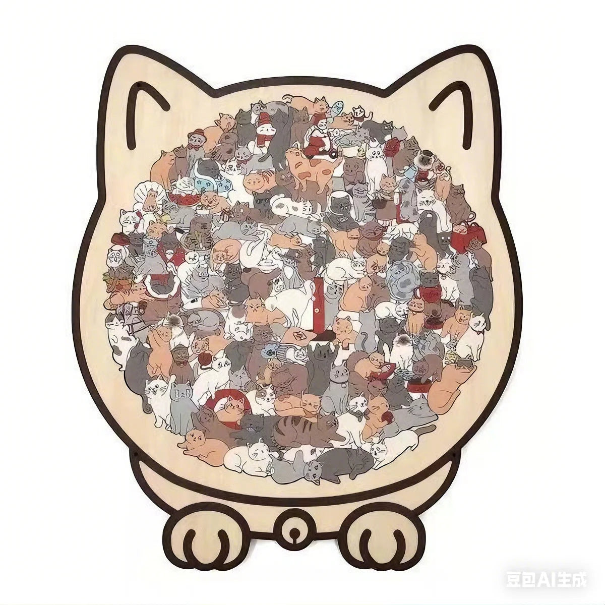 Colored Cat Shaped Wooden Jigsaw Puzzle, Cats Shaped Wooden Puzzle,