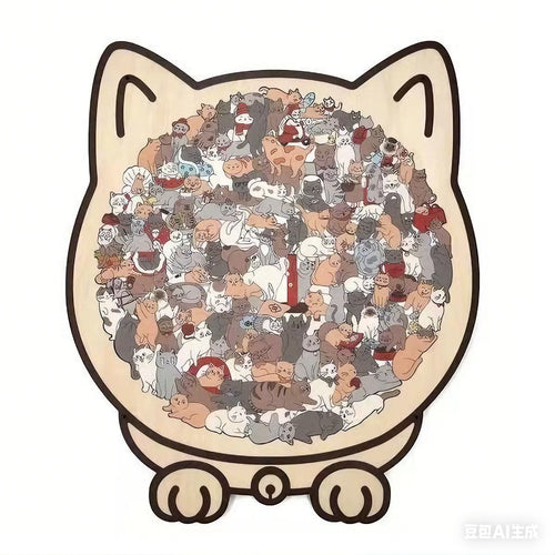 Colored Cat Shaped Wooden Jigsaw Puzzle, Cats Shaped Wooden Puzzle,
