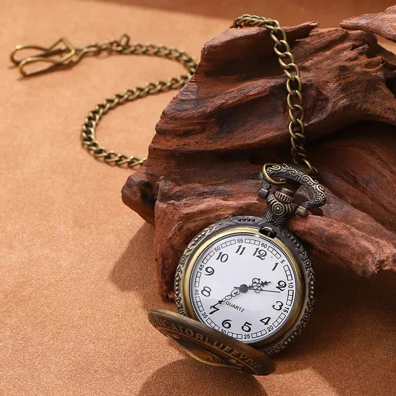 Retro Punk Pirate Captain Double Knife Quartz Pocket Watch with