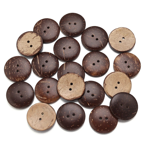 10-100Pcs Natural Coconut Shell Button Round 2-Holes Buttons for
