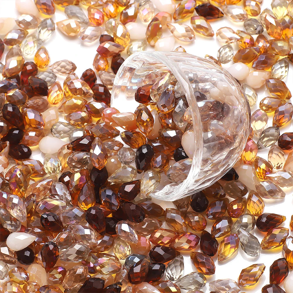 30Pcs/Lot Green Crystal Glass Faceted Teardrop Loose Beads Crafts