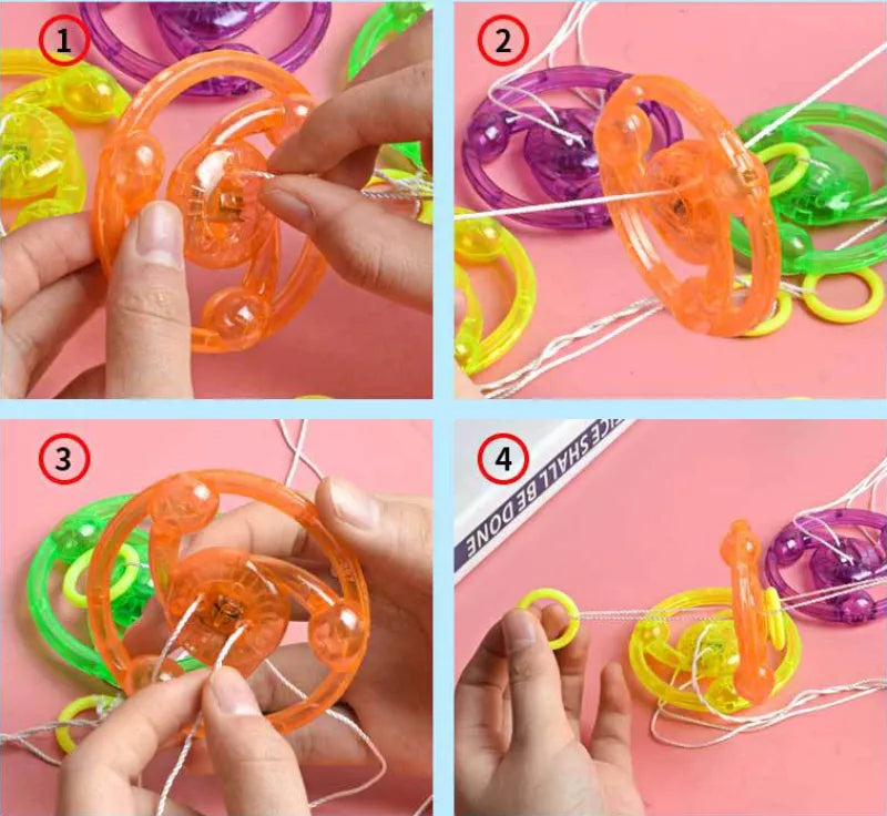 3pcs New Luminous Hand Pull Luminous Flashing Rope Flywheel Toy Led