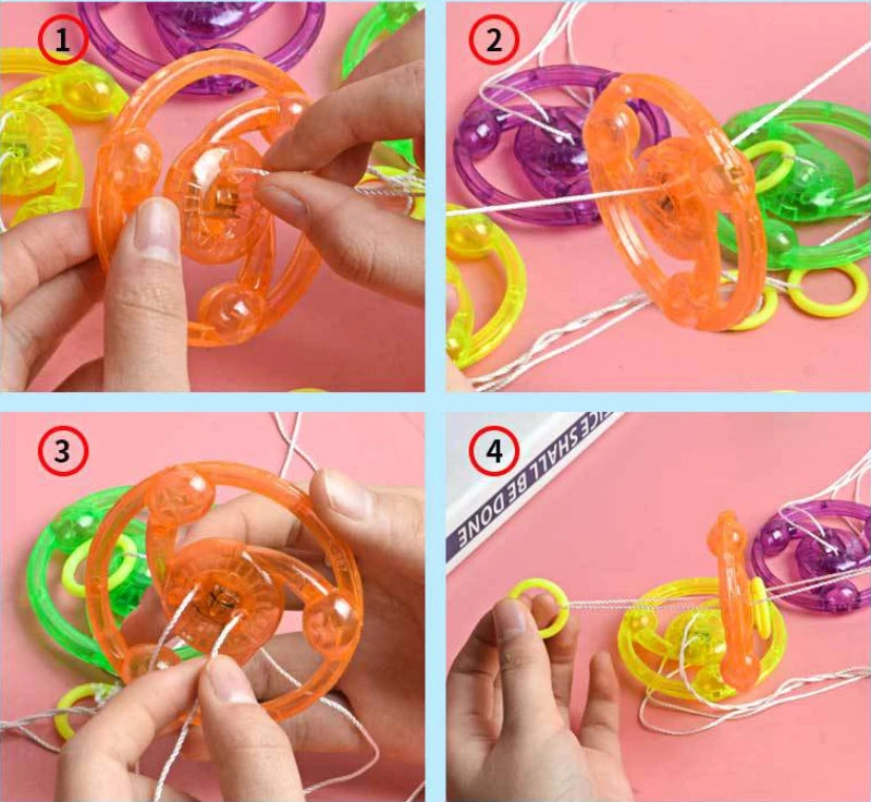 3pcs New Luminous Hand Pull Luminous Flashing Rope Flywheel Toy Led