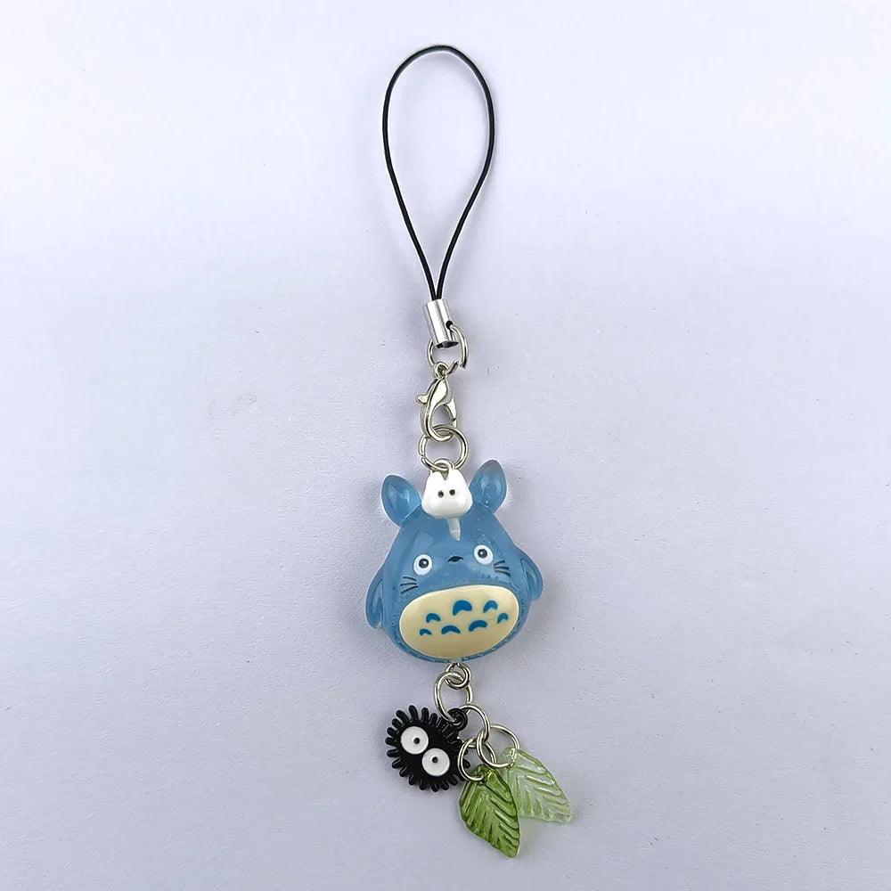 Kawaii Blue Animal Totoro Phone Charm Soot Sprite Keychain Woodland