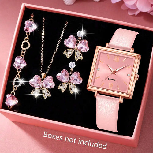 5/6 PCS/Set Red Women's Watch With Minimalist Elements Dial Quartz