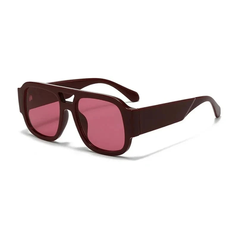 1Pc Women's Red Frame Fashion Glasses, Summer Fashion Beach