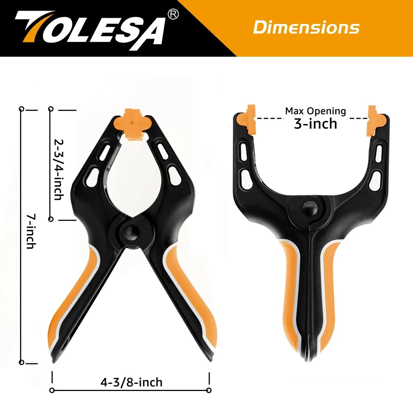TOLESA 7" Spring Clamps Heavy Duty 4PCS Large Plastic Clamps for