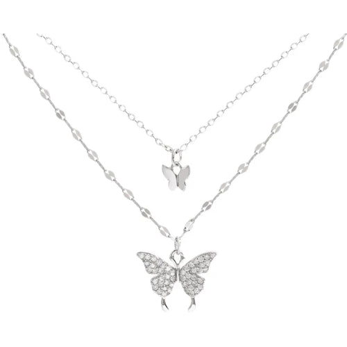 Double Layered Butterfly Necklace for Women with High-end Design,