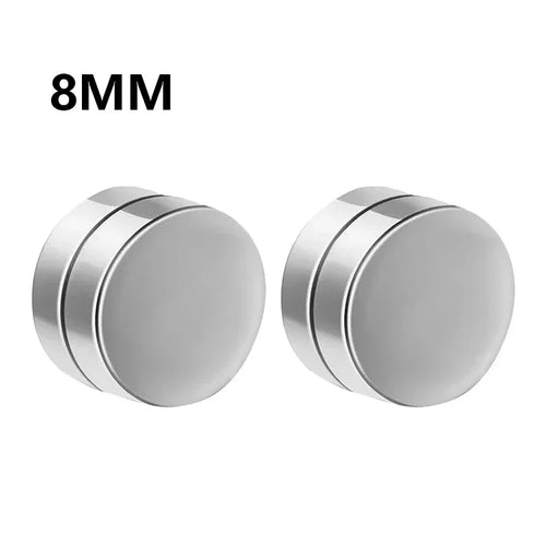 1Pairs Punk Round Zircon Magnetic Ear Stud Clip Earrings Non Piercing