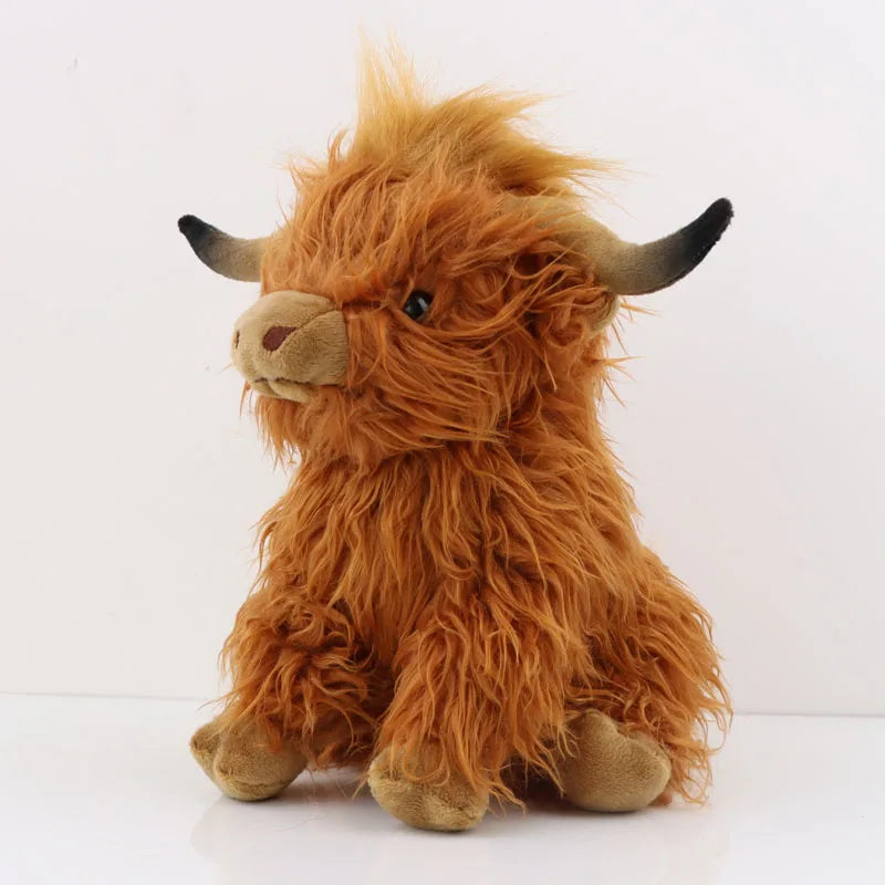25cm Simulation Highland Cow Plush Animal Doll Soft Stuffed Highland
