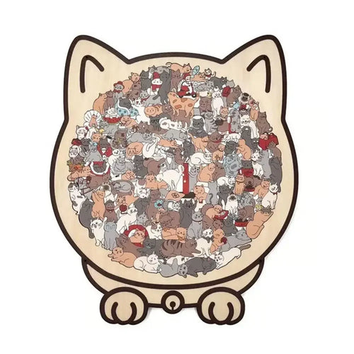 135 PC Cat-shaped Wooden Jigsaw Puzzle Unique Irregular Puzzle Pieces