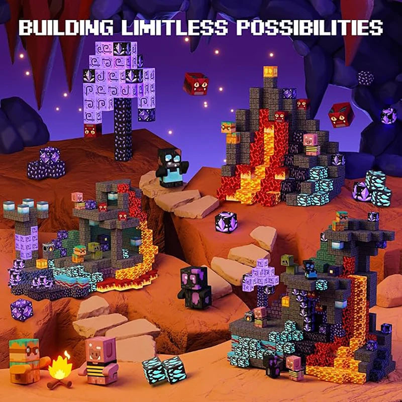 100-300pcs Magnetic Tiles Building Blocks Set,My World Figures Bricks,