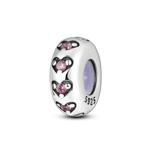 Charms Beads 925 Sterling Silver Tree of Life Peach Heart Sweet Love