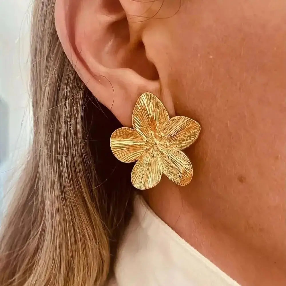 CARLIDANA Flower Stainless Steel Statement Earrings for Women Floral