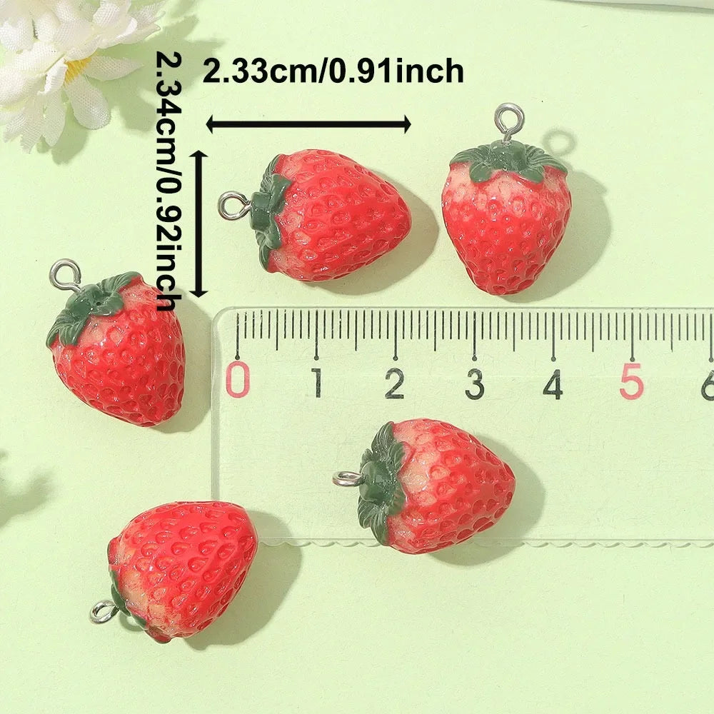 3/6/15pcs Multi-color Resin Strawberry Shaped Pendant, Can Be Used for