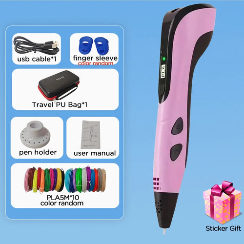 2025 Children 3D Printing Pen with LED Screen 100M PLA Power Adapter