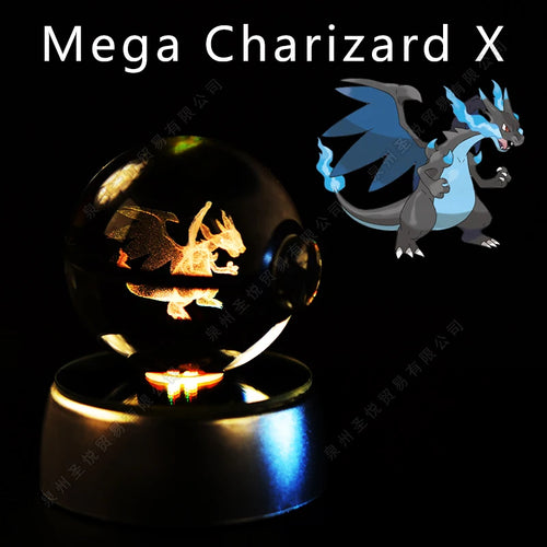 Pokemon Crystal Ball 3D Pikachu Gengar Mewtwo Night Light Lamp