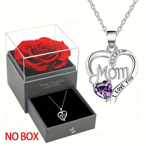 Elegant Style Heart shaped Pendant Necklace Hollow Design Mother's Day