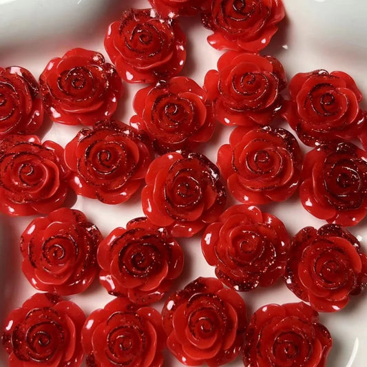 10Pcs 18mm Rose Flower Resin Accessories Cabochon Earring Hair Clip