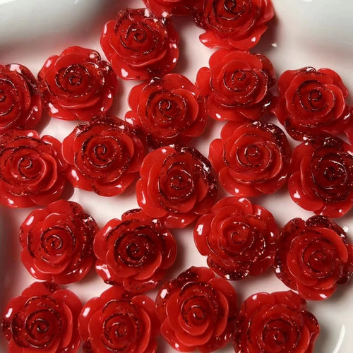 10Pcs 18mm Rose Flower Resin Accessories Cabochon Earring Hair Clip