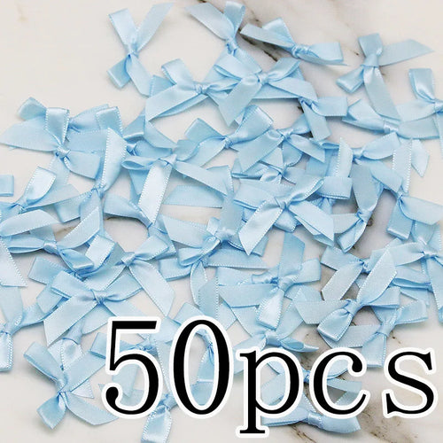 (50 Pcs) 4*4cm Colourful Ribbon Bows Small Size Polyester Satin Ribbon