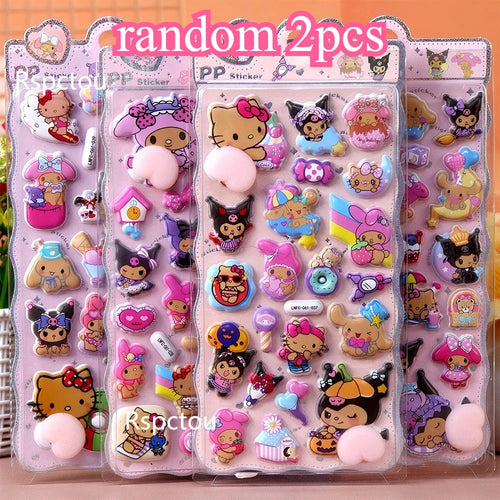 Hot Cute Kawaii Sanrio 3D Relief Stickers HelloKitty Kuromi My Melody
