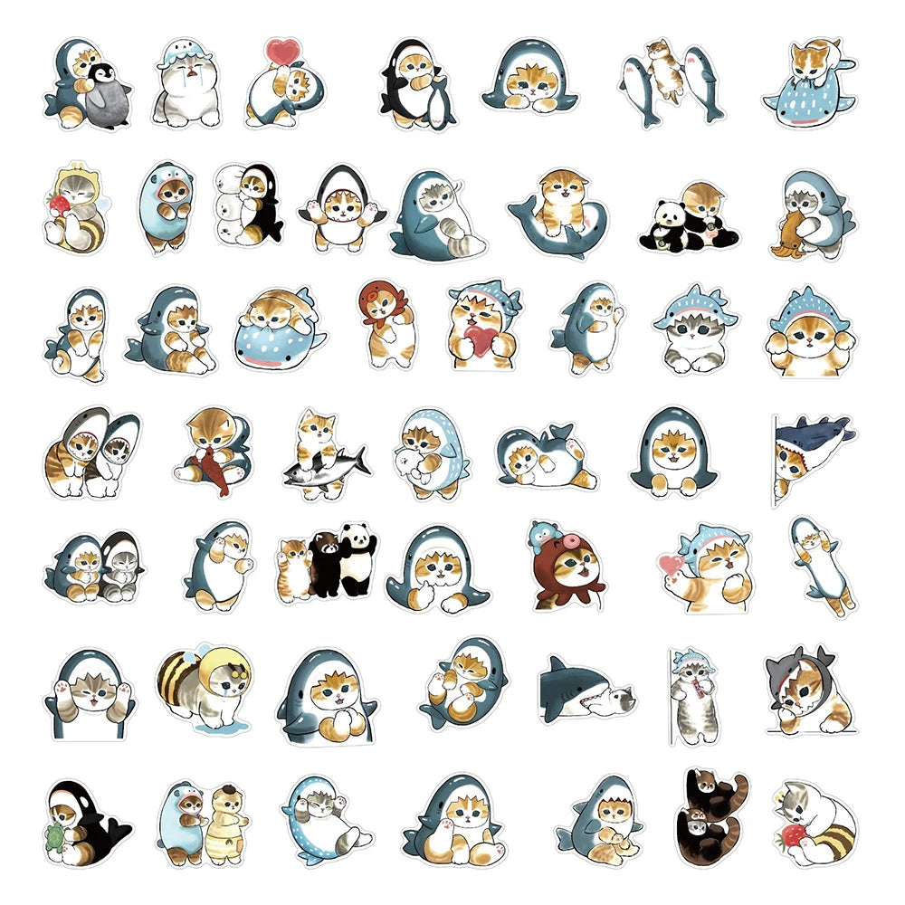 10/30/50pcs Funny Kawaii Cat Aesthetic Stickers Cute Cartoon Decal