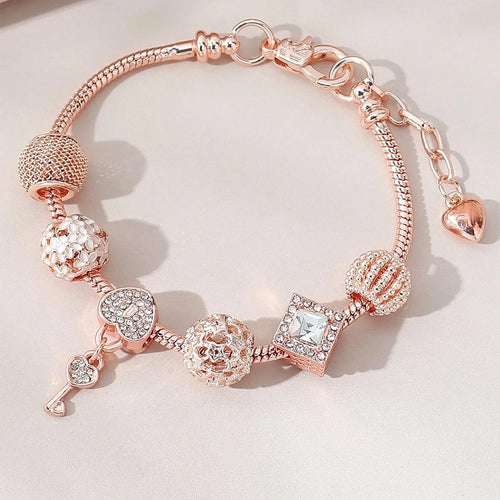 1PC Women's Fashion Multi Element Beaded Love Pan Family Bracelet