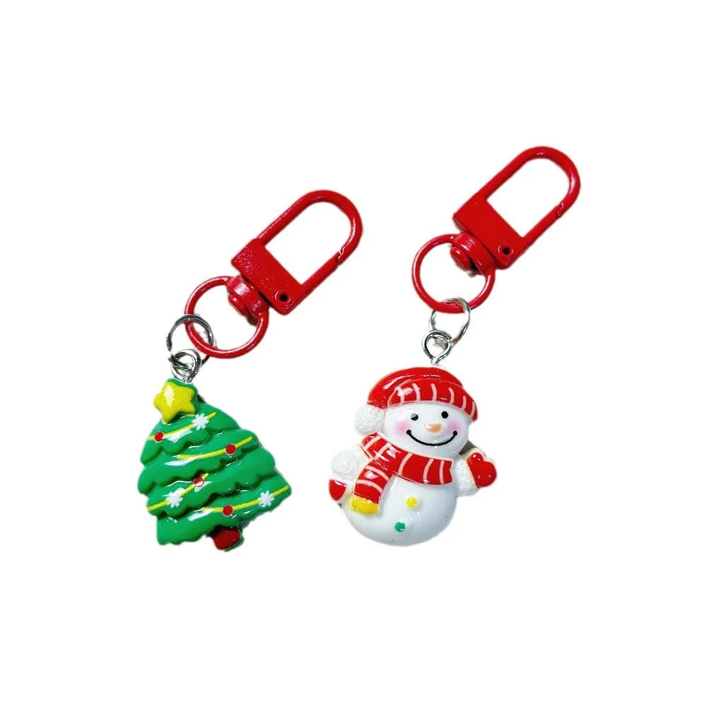 10-30Pcs Cute Cartoon Elk Santa Keychain, Christmas Party Birthday