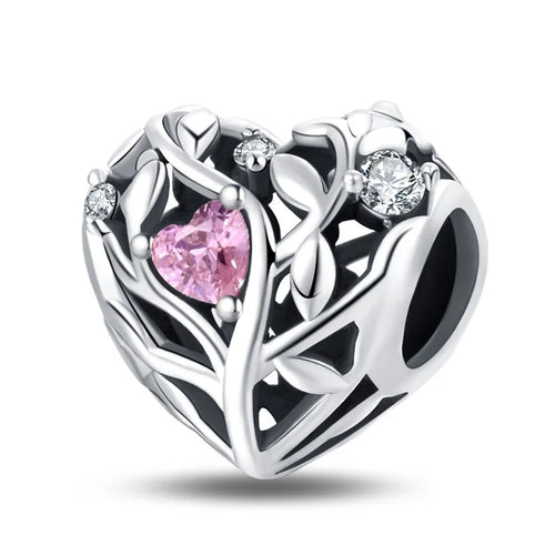 Classic Silver Plated Lotus Guardian Angel Heart-Shaped Zircon Charms