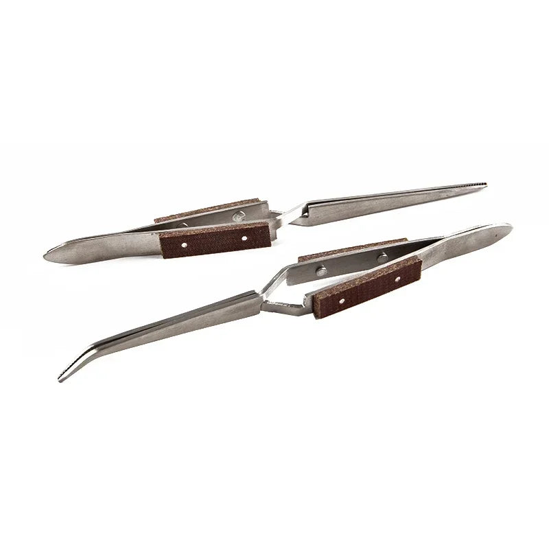 Stainless Steel Cross Locking Lock Tweezer Self Closing Jewelry