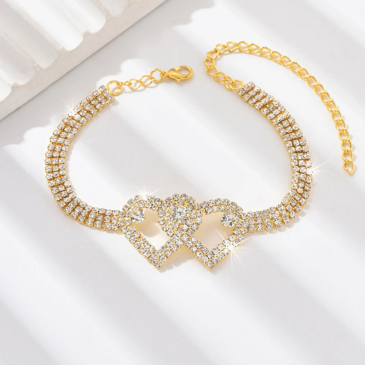 1 Women's Trendy Claw Chain Series Double Peach Heart Feet Chain