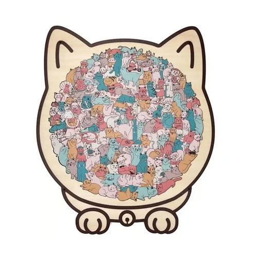 135 PC Cat-shaped Wooden Jigsaw Puzzle Unique Irregular Puzzle Pieces