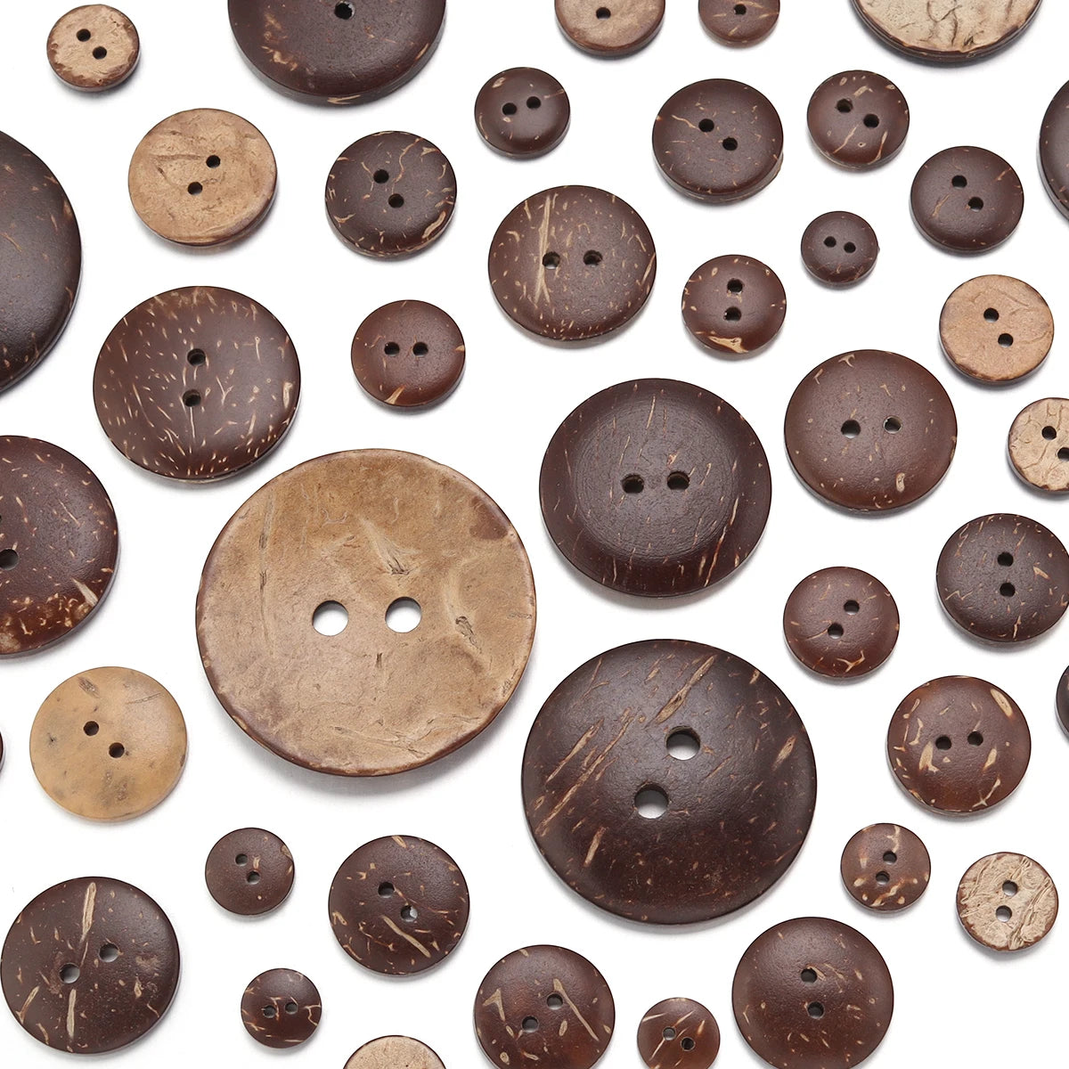 10-100Pcs Natural Coconut Shell Button Round 2-Holes Buttons for