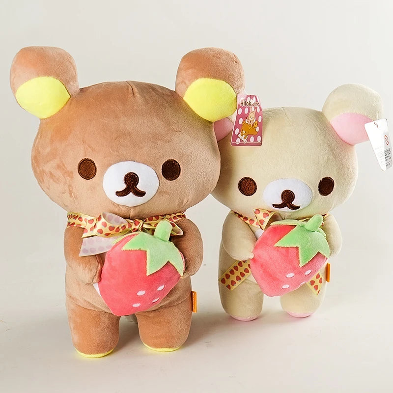 White Rilakkuma Plush Cute Animal Strawberry Cute Bear Stuffed Doll