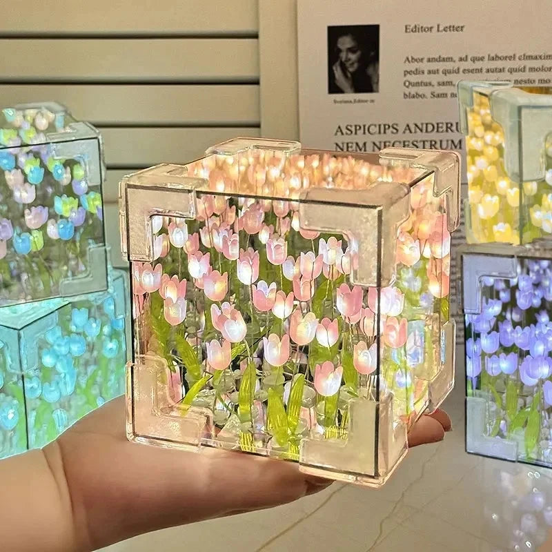 Handmade DIY Tulip Flower Cube Night Light GT Full Set of Material