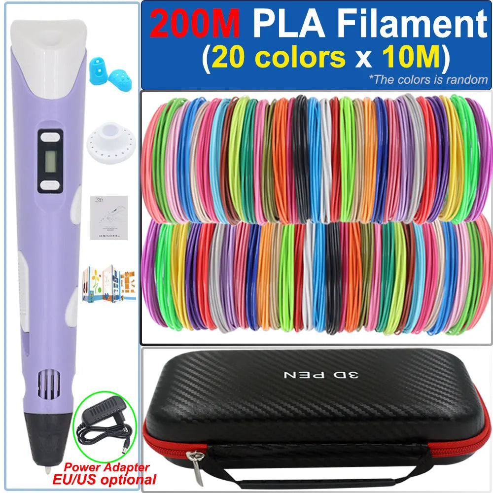 Children's 3D Pen 3D Drawing Printing Pen with LCD Screen Power