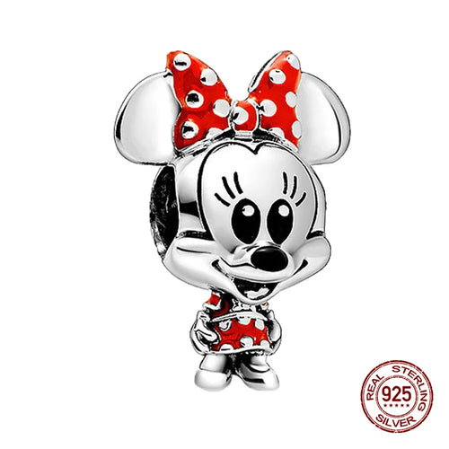 New S925 sterling silver Disney Mickey Mouse pendant bead suitable Fit