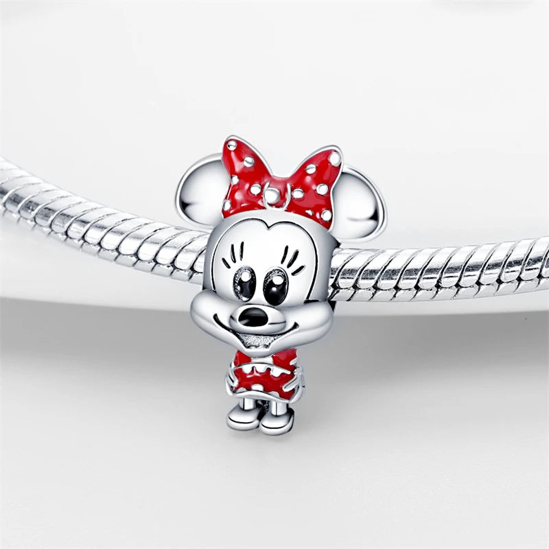 New S925 sterling silver Disney Mickey Mouse pendant bead suitable Fit