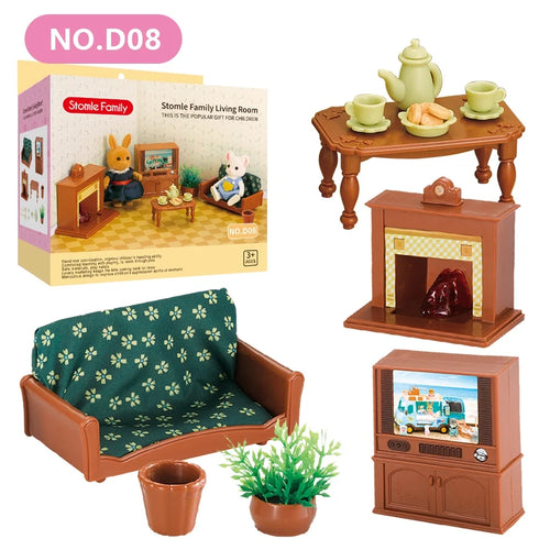 1:12 Miniature Furniture Forest Family Kitchen Toy Dining Table