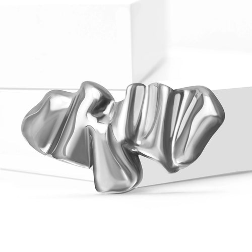 Stainless Steel Irregular Ring Brooches for Women Unisex Glossy