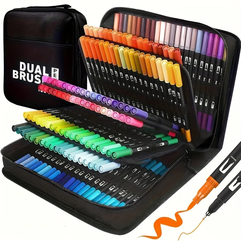 Vibrant Double-Ended Watercolor Markers – Art Set for Drawing &