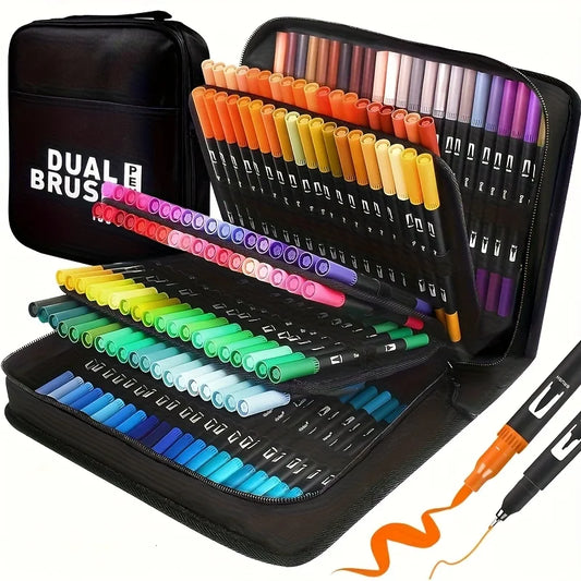 Vibrant Double-Ended Watercolor Markers – Art Set for Drawing &