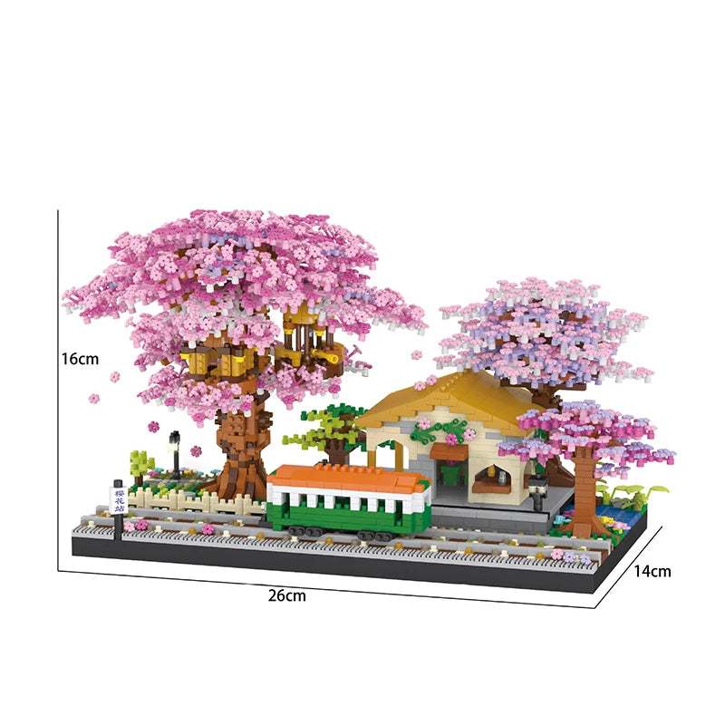 Mini Sakura Tree Building Blocks Set Diy Cherry Blossom Bricks with